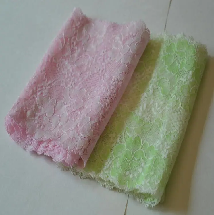 

2 Meters Pink Green Handmade Hair Decoration Wide Elastic Stretch Lace Trim wWedding Dress Skirt Lace Mesh Fabric 17cm