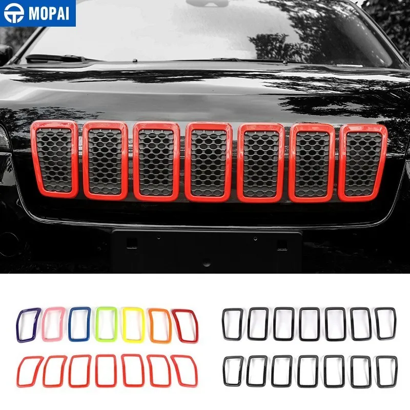 Гоночные грили MOPAI для Jeep Cherokee 2019 + декоративные наклейки на переднюю решетку