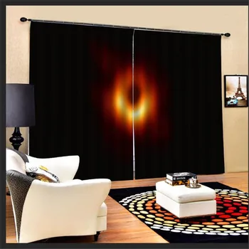

3D Digital Print black hole Flocked Curtains for Living Room Luxury Drapes Window Decoration Classical Bedroom Panel AP11
