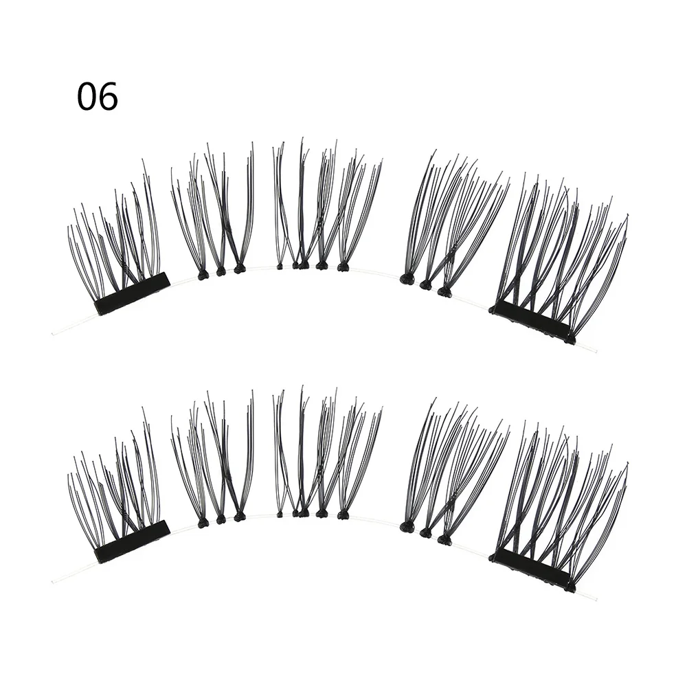 1 комплект, Двойные магнитные 3 накладные ресницы, шелковые волокна, толстые длинные магнитные ресницы ручной работы, Многоразовые Накладные Ресницы