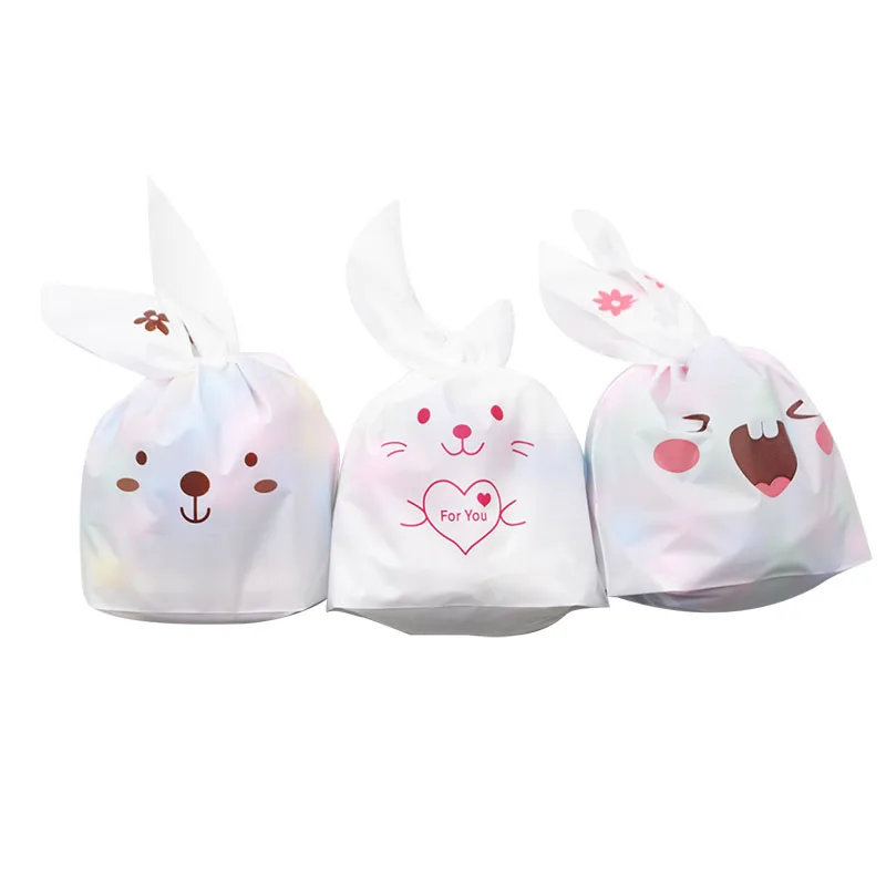 25pcs Cute Rabbit Ear Cookie Bags Gift Bags For Candy Biscuits Snack Baking Package Birthday Wedding Party Decoration