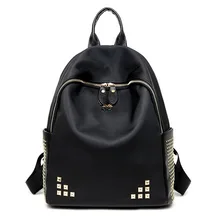 Preppy Style Backpacks For College Students Fresh Soft Handle Black Cool Trip Zipper Bags For Women Solid Big Capacity Backpack