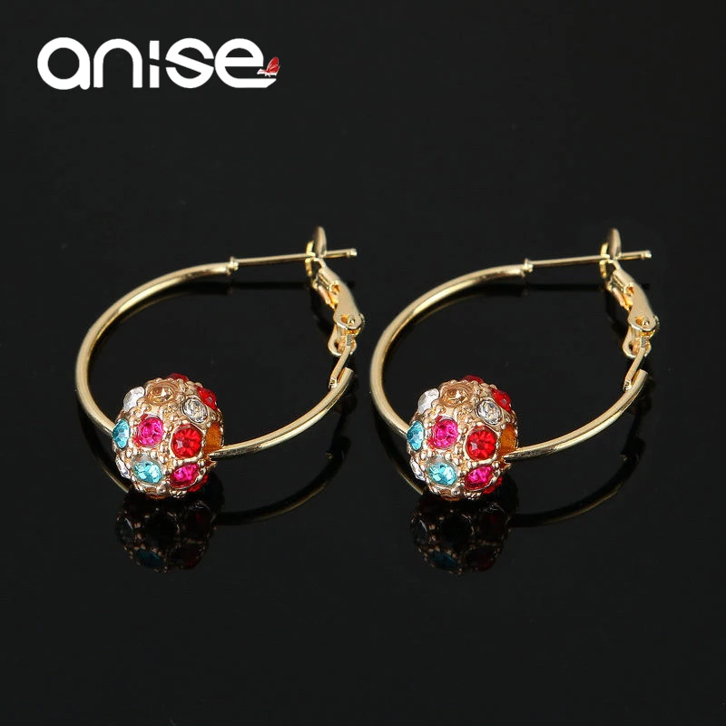 Роскошные белые красочные хрустальные круглые серьги подвески Anise с шариком на