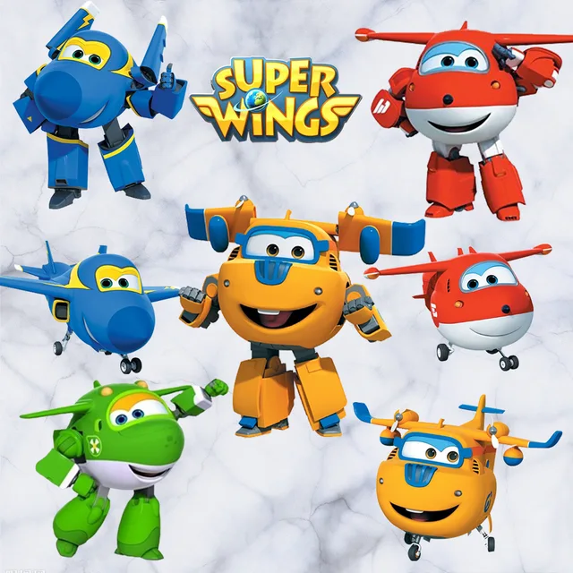 super dos desenhos animados asas deformação robô avião decalque da