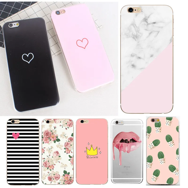 

for Funda iPhone 6 case 5 5S 6S 7 8 Plus X Cute Princess Crown Print Soft TPU for Cover iPhone 7 Case for Coque iPhone 6S Case