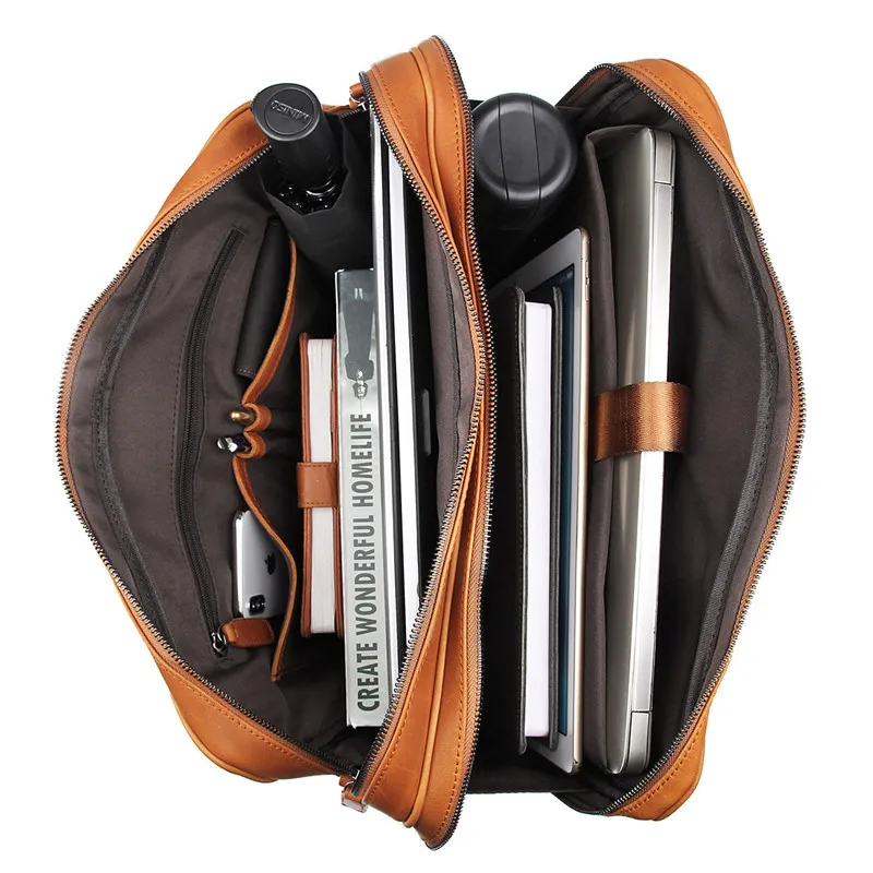 Nesitu большой коричневый натуральная кожа мужские сумки через плечо портфель 1" ноутбук мужской портфель бизнес дорожная сумка M7348