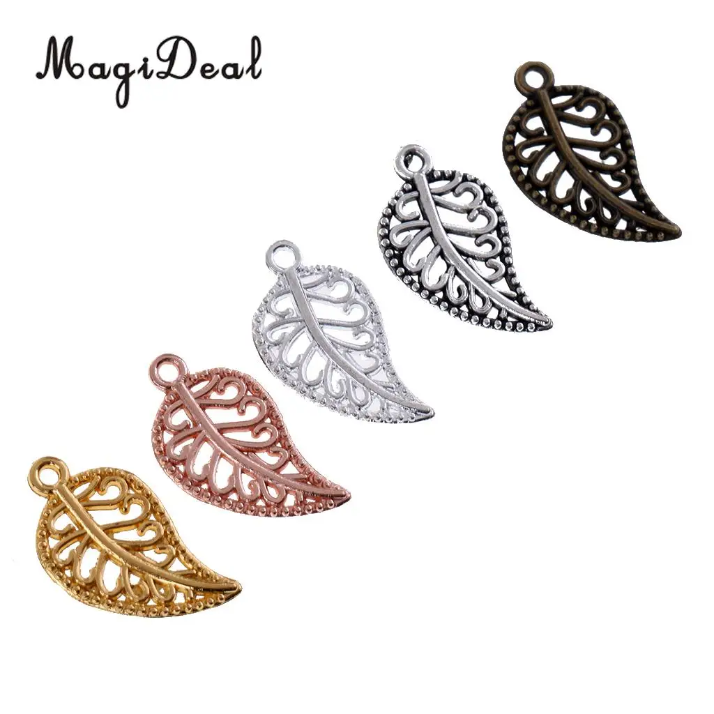 MagiDeal 75Pieces Vintage Hollow Filigree Leaf Charms Pendants Jewelry Findings Jjewelry Making Dangle Scrapbooking Material