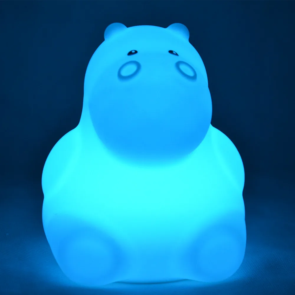 SuperNight Cute Cartoon Hippo LED Night Light Touch Sensor Remote 9 Colors USB Silicone Kids Children Baby Bedside Table Lamp (13)