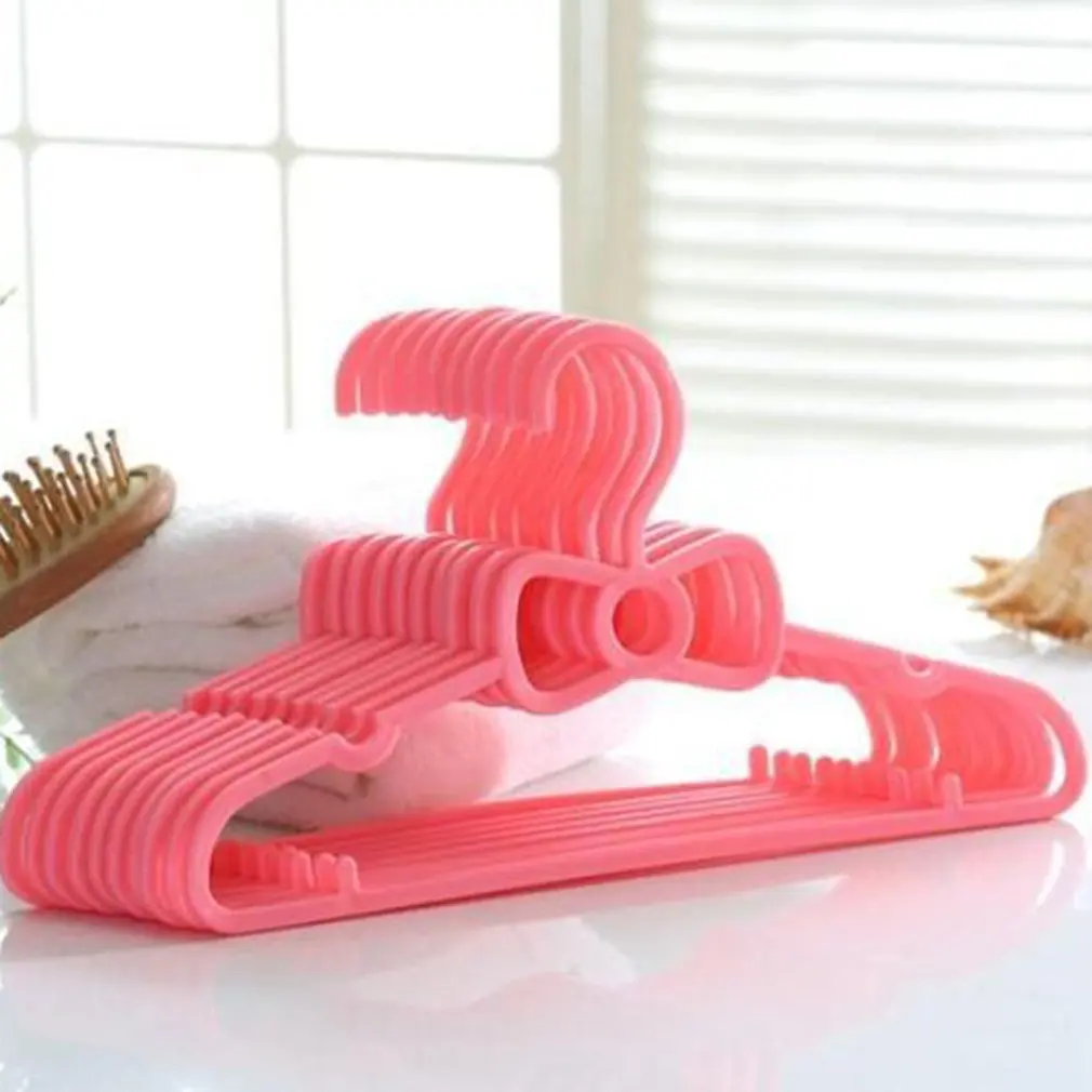 10pcs Set Children's Bow Hanger Home Baby Clothes Hanger Plastic Portable Cute Clothes Hanger