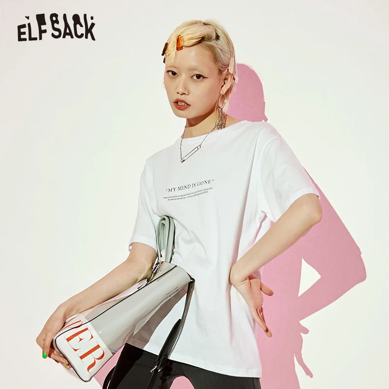 Skup Samstree biały bawełniany list drukuj kobiety T shirt moda O Neck Oversize trójnik żeński topy 2019 letnie biuro Lady Basis t shirty