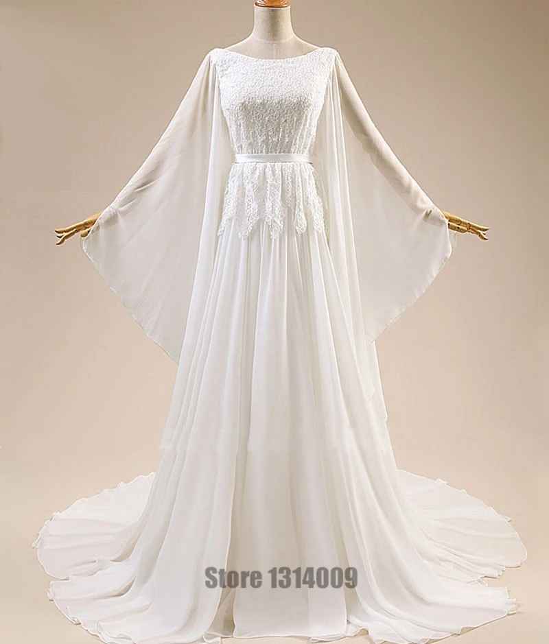 Vestidos de novia Romantic Long Wedding Dress 2017 Batwing Sleeve