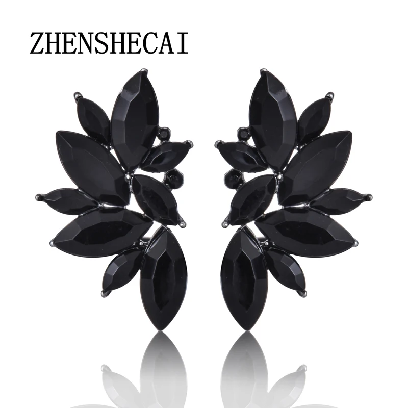

Classic Black Wings Shape Crystal Stud Earrings for Woman Party Earrings High Quality Hot Sale