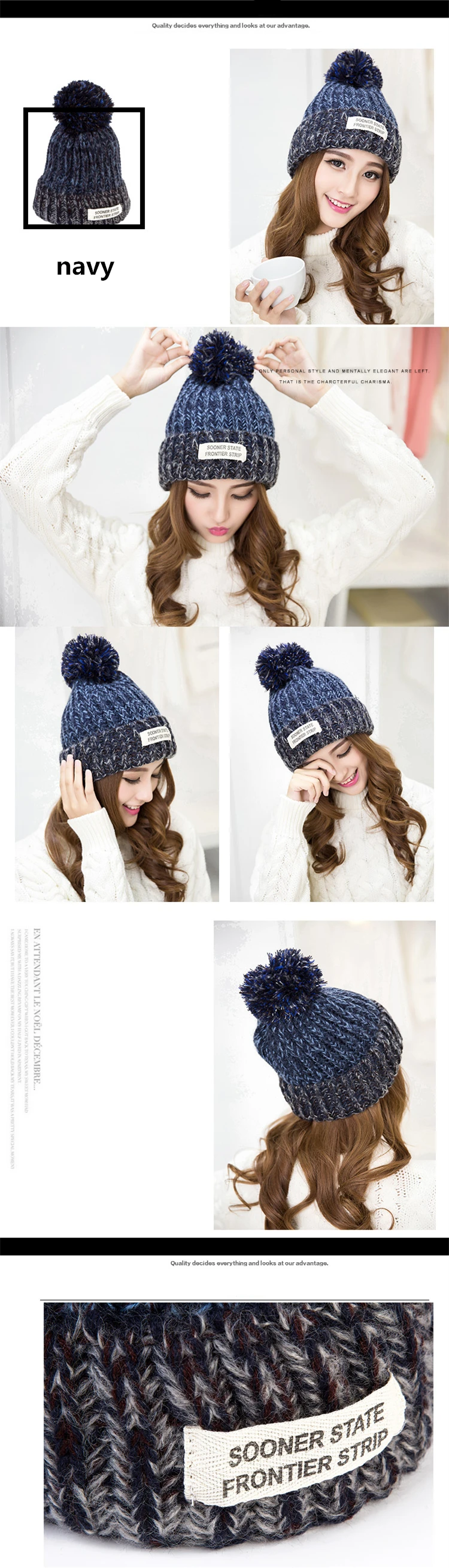 Корейская Зимняя шерстяная шапка для женщин с нашивками, толстые теплые шапки Skullies Beanies, разноцветные вязаные шапки для женщин, шапки бини