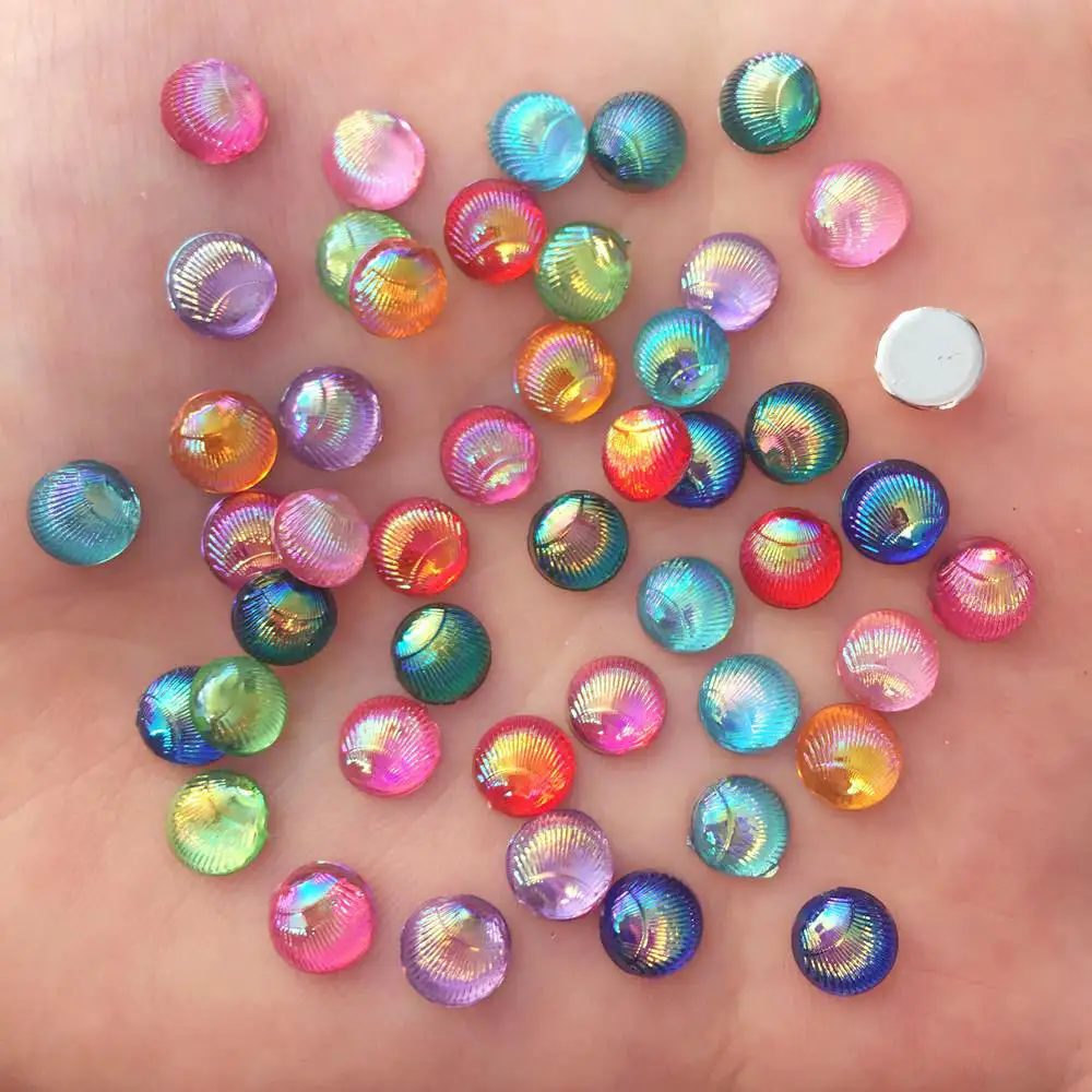 

300pcs Mix AB Resin Shiny 6mm Mini Shell Round Gem Flat Back Rhinestone Appliques DIY Wedding Scrapbook Ornament Craft F564