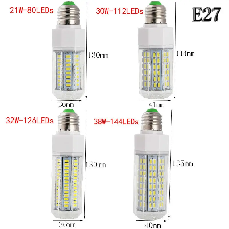 Супер яркий лампада Светодиодная лампа E12 E14 E27 80/112/126/144 светодиодов 21/30/ 32/38 Вт SMD5730 Bombillas De LED прожектор лампа ампулы