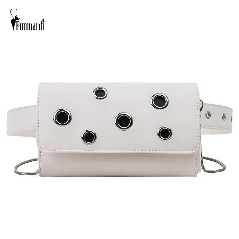 

FUNMARDI Hollow Out Design Belt Bags Women Chain Messenger Bags Shoulder Fashion Women's Waist Bags New Punk Fanny Pack WLHB1907