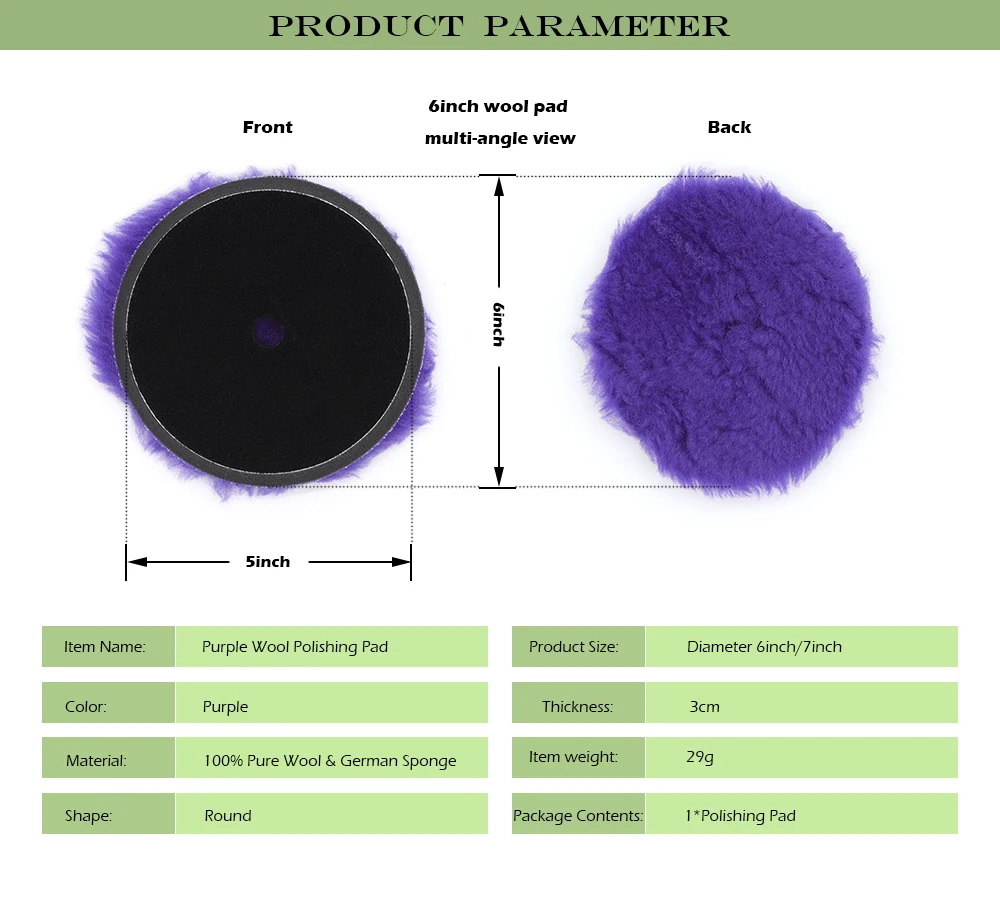 Фиолетовый шерстяной полировальный коврик полировальные колодки высокая режущая мощность восковая губка работа с полировальной машиной автомобильный буферный полировщик
