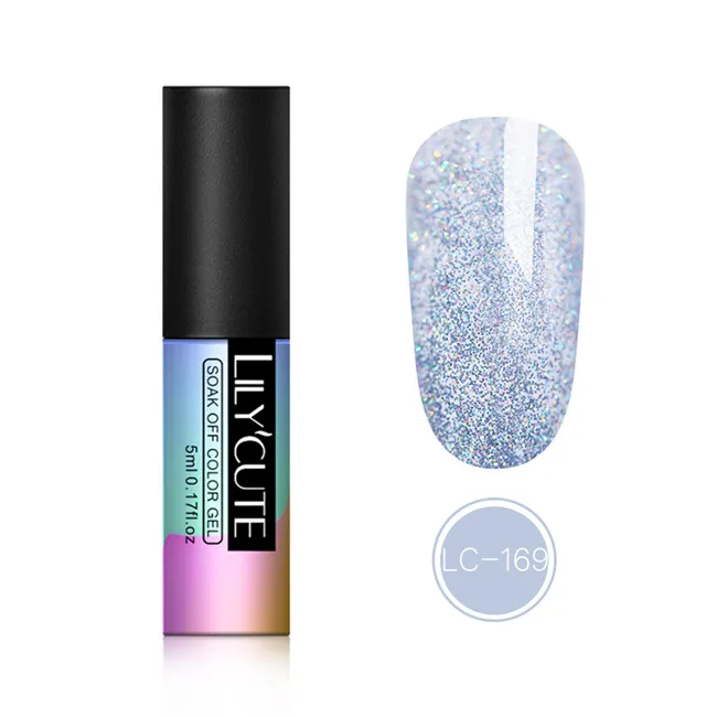 LILYCUTE 5ml Color Gel Polish Holographic Rainbow Glitter Sequins UV Soak Off Long Lasting Gel Polish Nail Art Varnish - Цвет: LC 169