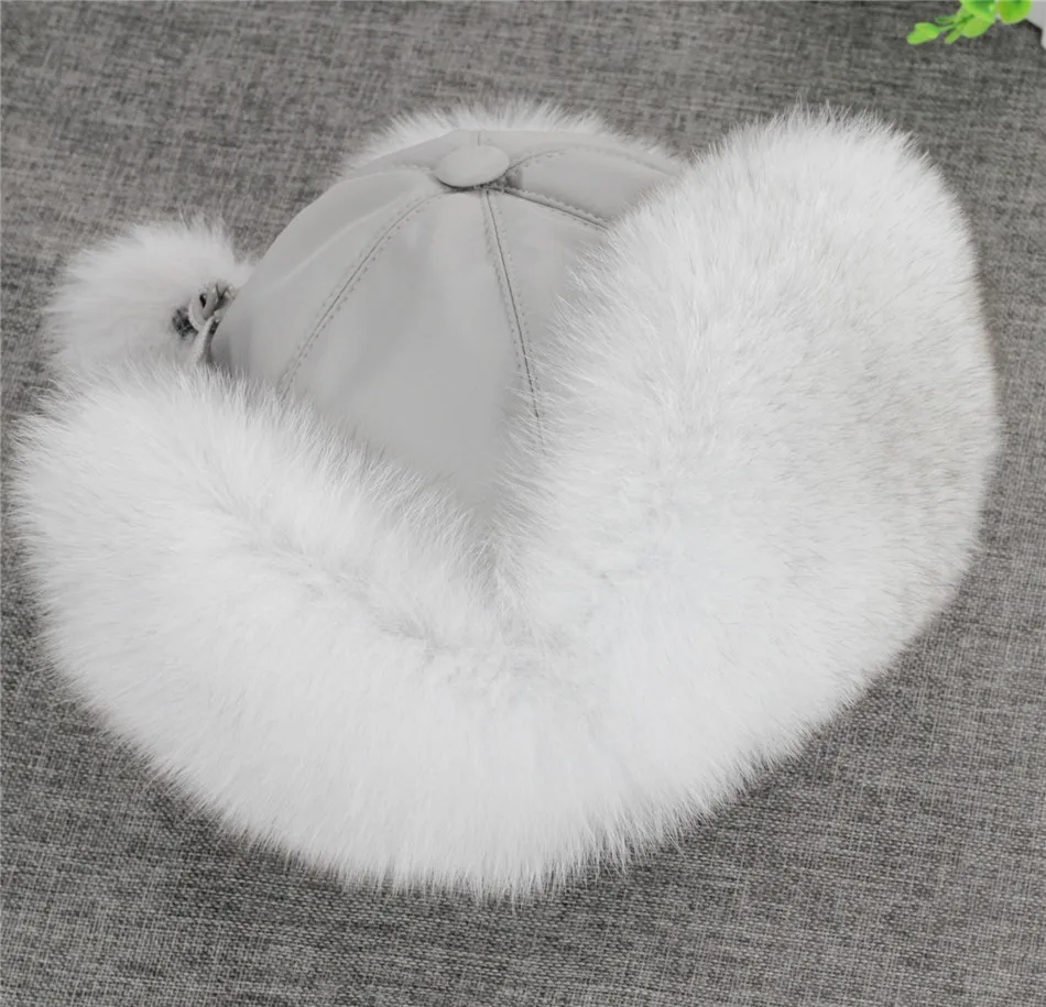 mens mad bomber hat 2020 100% Real Fox Fur Hat Women's Russian Ushanka Aviator trapper snow skiing Hat caps earflap winter raccoon fur Bomber hat sheepskin bomber hat