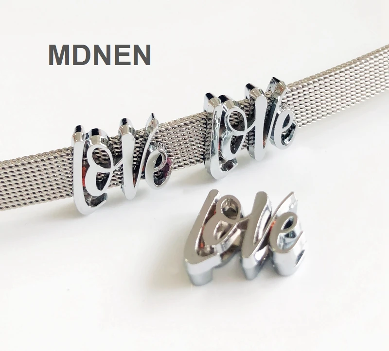 

20PCS 8MM Enamel Silver LOVE Slide Charms Letters DIY Accessories Fit 8mm Belts Bracelets, CCOR, CD0320