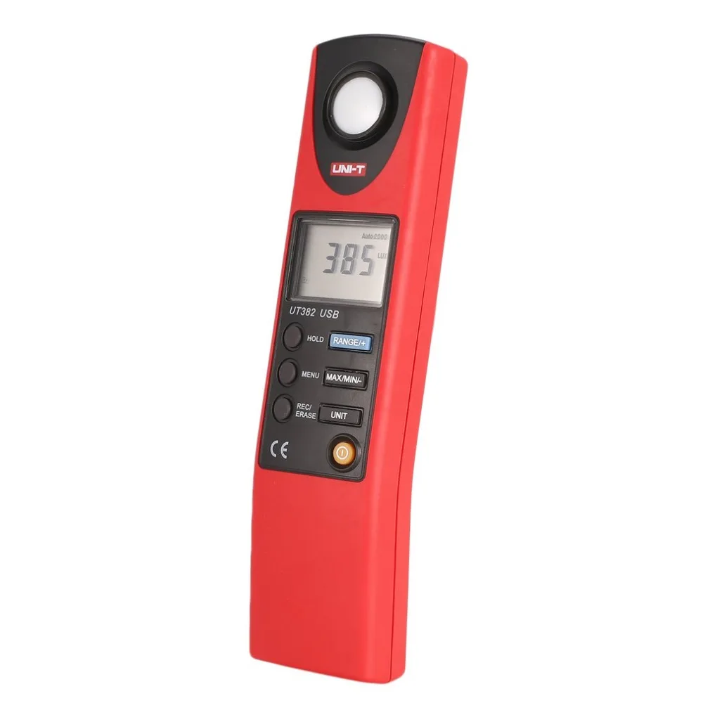 

UNI T UT382 Digital Luxmeter Light Meter Lux/FC Meter Auto range 1999 count Luminometer 20,000 Lux Data storage USB interface