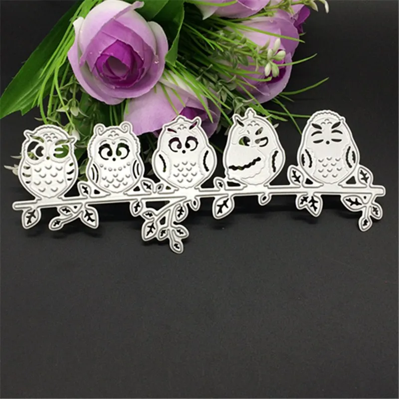  1Set 5 owls Cutting Dies Srapbook Card Envelope Decorative Symbol Steel Stencil Invitation Decorate - 32811382935