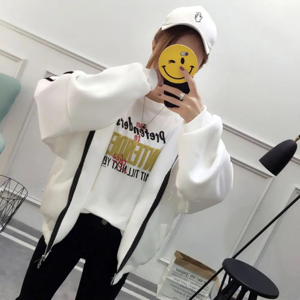 

Winter Thick 2019 New Female Long-Student Bf Loose Plus Velvet Jacket Tide