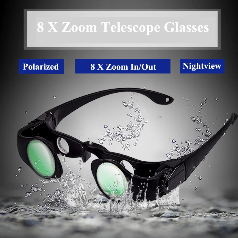 Óculos de Caça Esportes ao ar Zoomable Telescópio Óculos Polarizados Pesca Livre Binocular Proteção uv Visão Noturna Men 8x 3 Men 8x zoomable telescópio óculos polarizados óculos