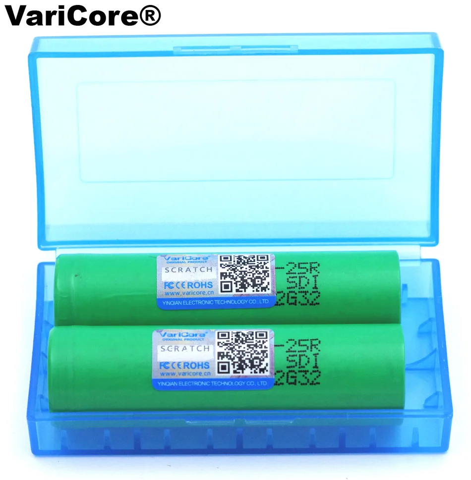 

VariCore New 18650 2500 mAh Battery INR1865025R 3.6V Discharge 20A Rechargeable Batteries + Storage Box