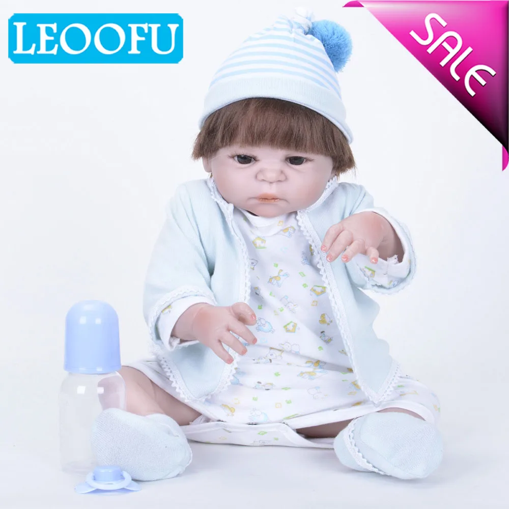 

LEOOFU 55cm 22inch christmas gift newborn baby dolls silicone full body cute soft baby doll for boy girls kid fashion toys