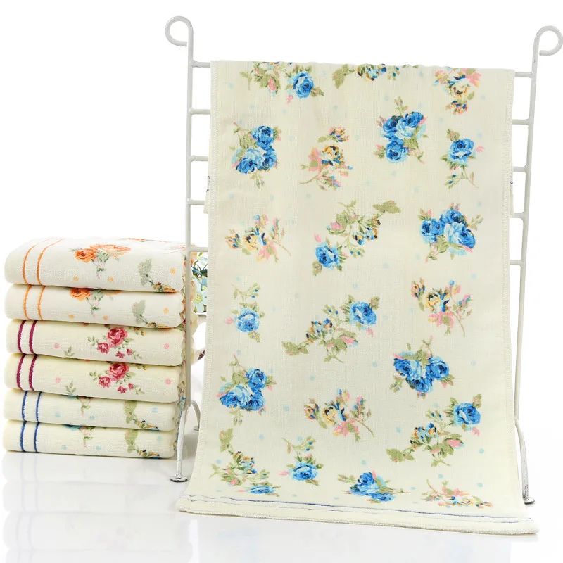 New Flower Printed Cotton Face Towel,Quality Pattern Bathroom Hand Towels,High Quality Beach Terry Towels,Petites Serviette Main