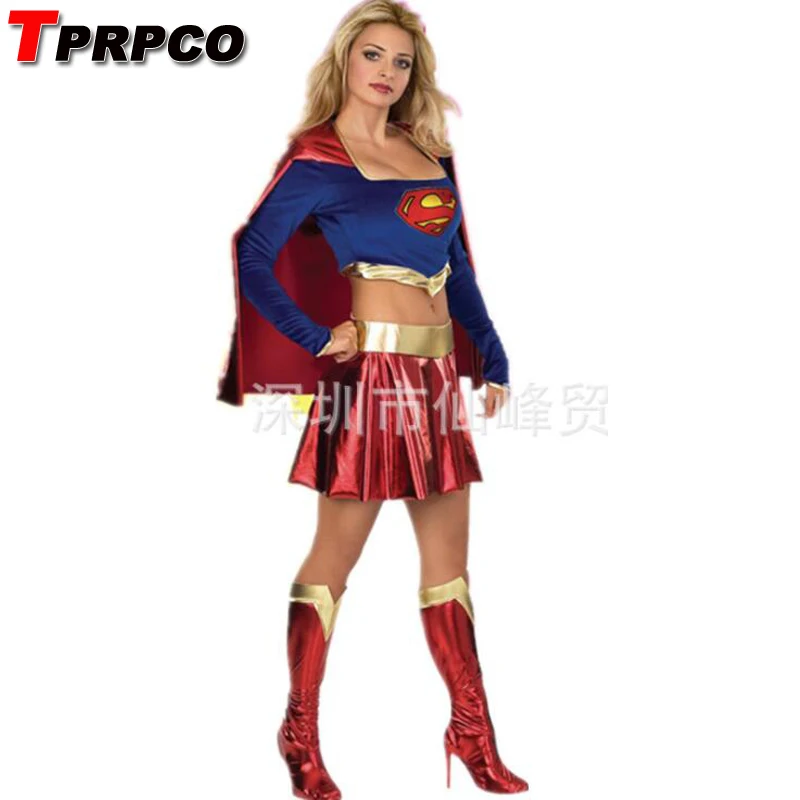 

TPRPCO Women Halloween superman superwoman super man customes blue woman costumes sexy apparel NL141