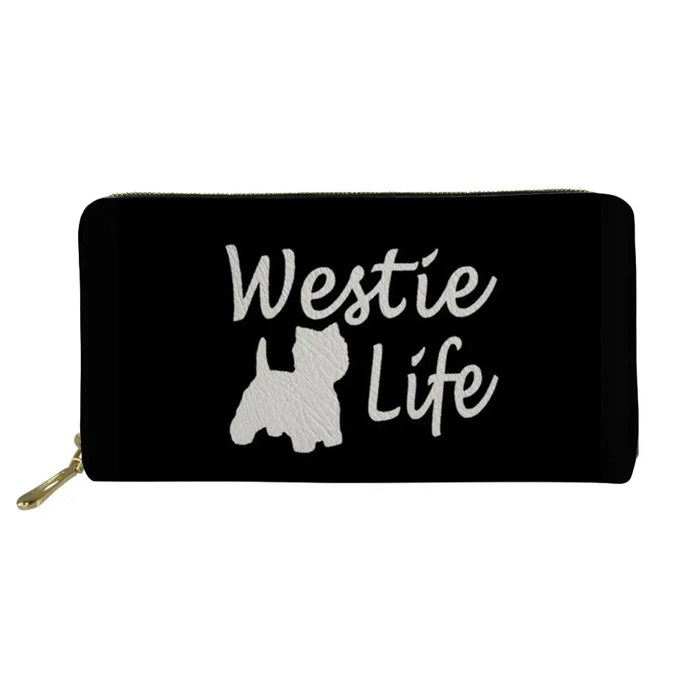 INSTANTARTS милый щенок белый, высокогорный белый терьер печати длинный PU кожаный бумажник для женщин Westie дизайн кошелек женский держатель карты - Цвет: HM498Z21