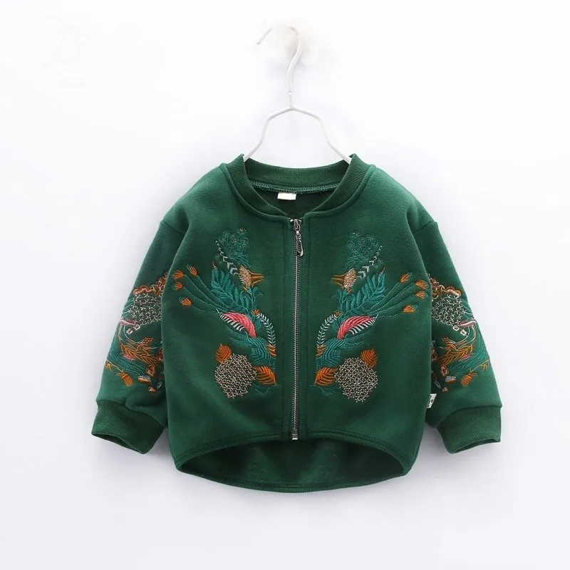 

New Jacket For Girls Long Sleeve Embroidery Print Jacket For Boy Girl Coat Warm Coat Kids Windbreaker Warm Hot Sale