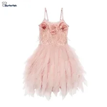 Детское свадебное платье принцессы для девочек вечернее платье с цветами вечерние платья принцессы на Рождество, Год, День Святого Валентина, платье на бретелях для девочек