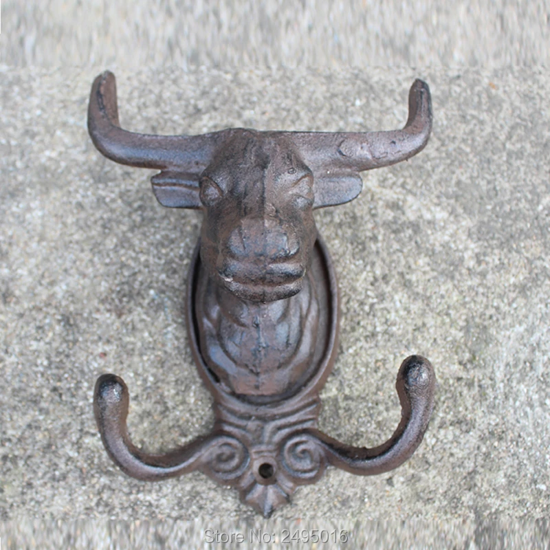 Cast Iron Cow Hook, Powder Coat Finish, Triple Hook, Handcraftediron