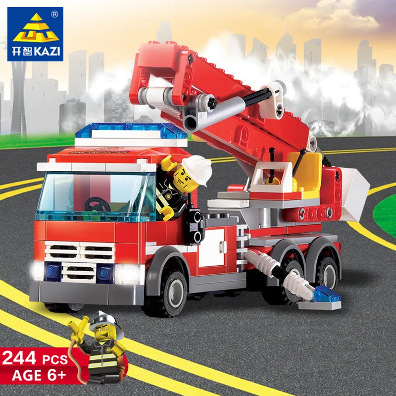 

244Pcs City Fire Fighting Truck Building Blocks Sets Compatible LegoINGLs Bricks Fireman Figures Educational Toys for Children