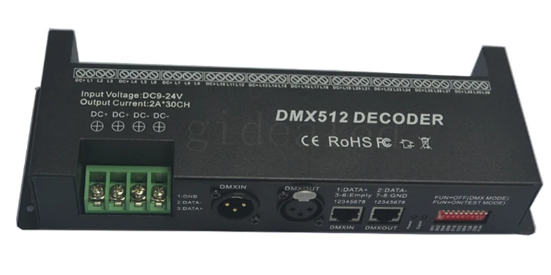 30 канальный RGB dmx512 декодер Светодиодная лента dmx контроллер 60A диммер драйвер pwm