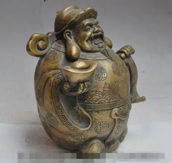 zhao S2750 8&quot chinese bronze wealth yuanbao ingot ruyi Fortuna Mammon god lucky rich statue | Дом и сад