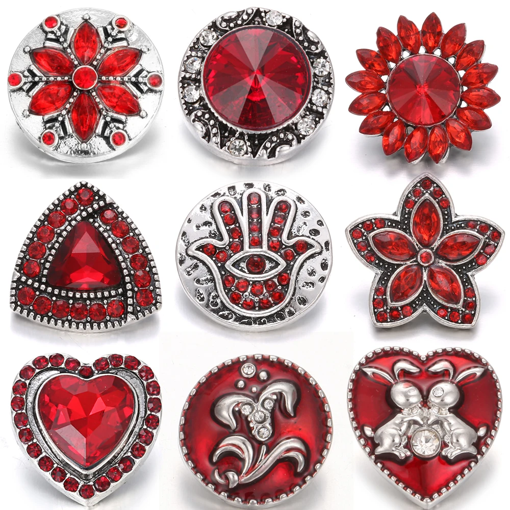 

10pcs/lot New Snap Jewelry 18mm Metal Snap Buttons Jewelry Rhinestone Flower Owl Buttons Fit 18mm Snap Bracelet Necklace Jewelry