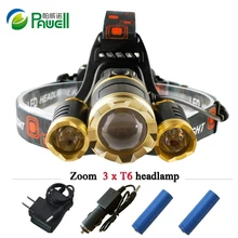 3T6 White light yellow light cree xml t6 led headlamp head lamp flashlight 8000 lumen 10000 lumen waterproof 18650 rechargeable