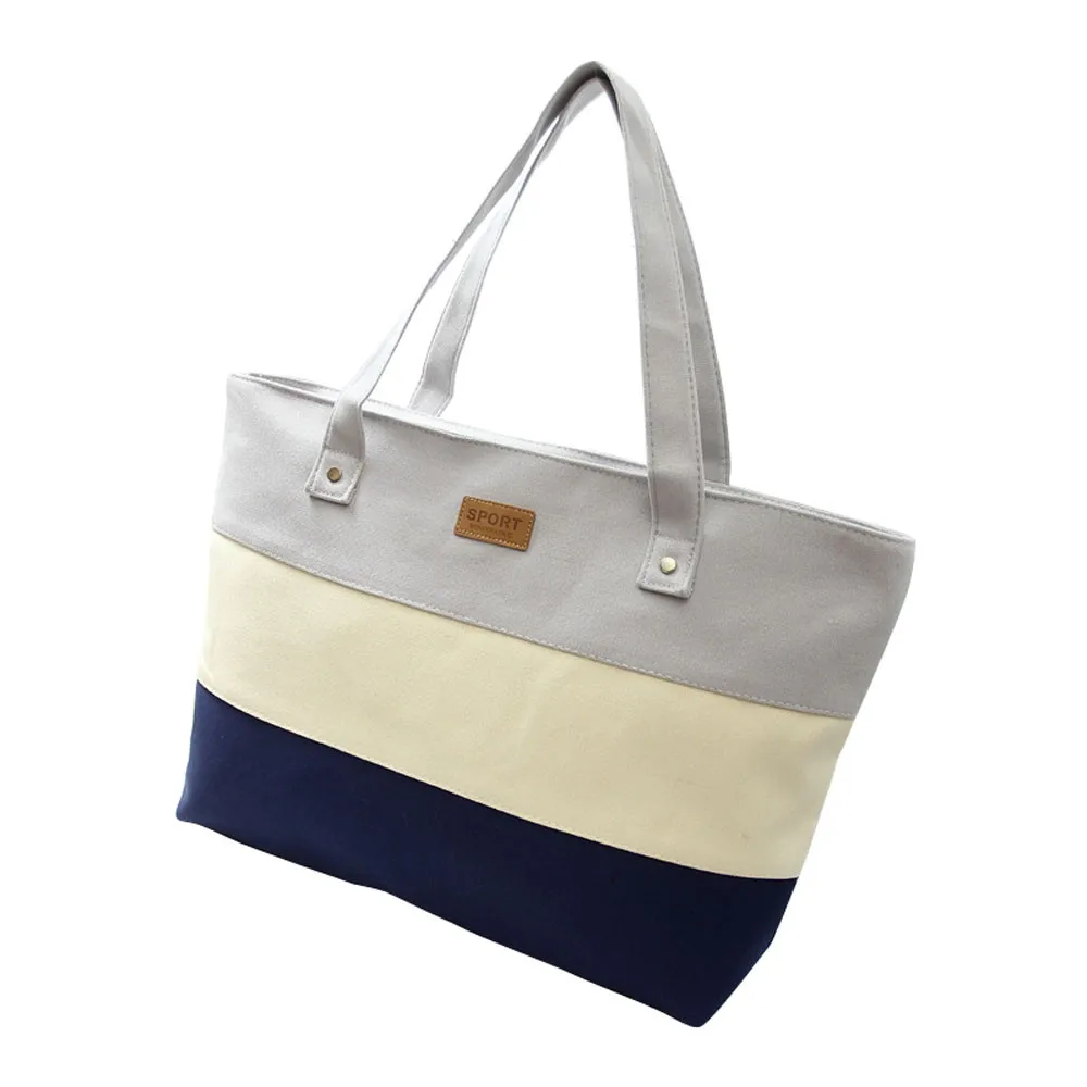 Новая женская сумка на плечо ретро полосатая сумка-шоппер холщовая женская сумка-мессенджер Летняя Пляжная сумка@ py - Цвет: Gray