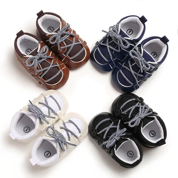 

Infant Newborn Baby Casual Shoes Boy Girl Sports Shoes Soft Sole Laceup PU Pram Shoes Trainers 0-18Months
