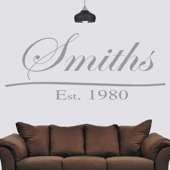Family surname with date - Wall Art - Wall Sticker, Decal - your wall stickers