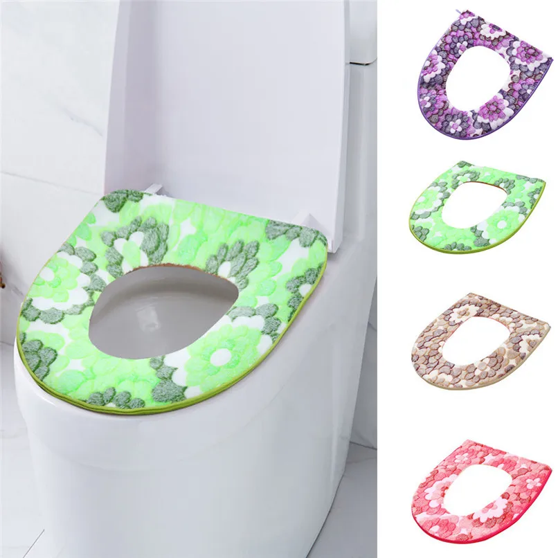 Zipper large flower toilet seat cushion Bathroom Warmer Toilet Seat