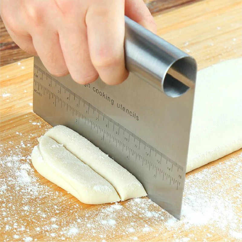  Kitchen Stainless steel cutter scraper integrated cake butter cream powder scraper dough roasting c