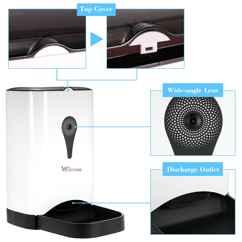 Wistino 720 P WiFi CameraAutomatic кормушка для домашних животных дозатор собак кошек Wi Fi запись