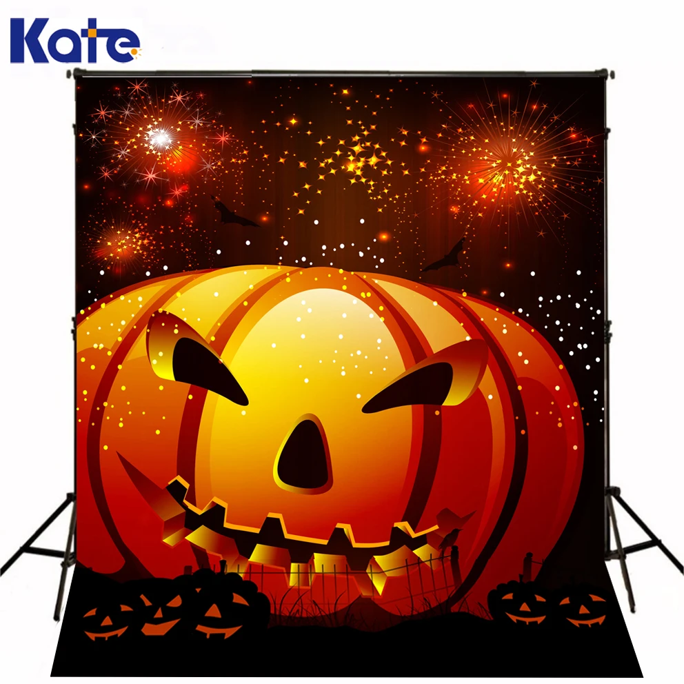 

KATE Theme Happy Halloween Photography Backdrop Terror Pumpkin Fireworks Festivity Night Backgrounds Photo for Studio