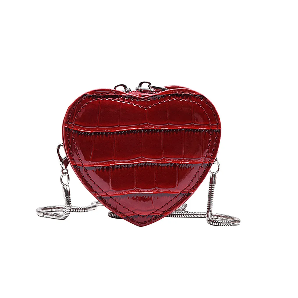 

High Quality Casual Women Serpentine Leather heart-shape Crossbody Bag Handle Bag Chain Shoulder Bag Shoulder Bag Travel