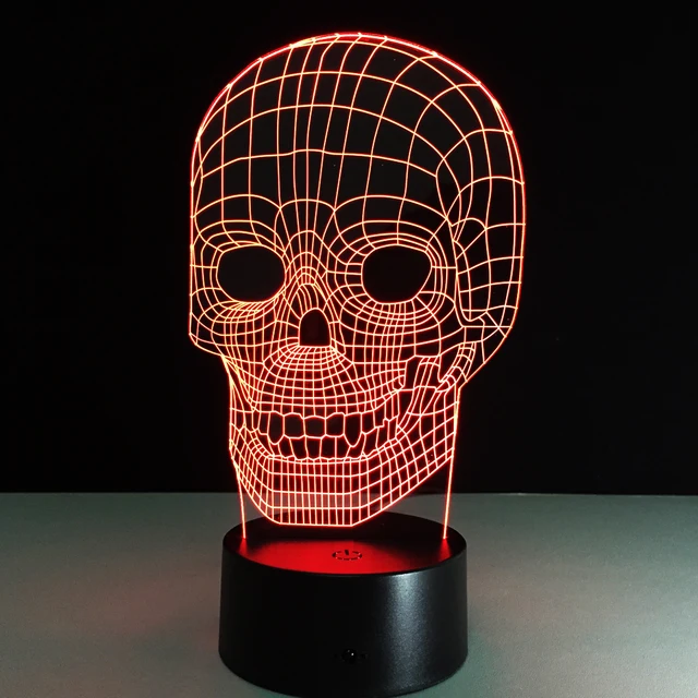 Newet Bluetooth Speaker Style with Skull Shaped 7 Color Change 3D Stereo Vision Night Light for Desktop  Music Player Nightlight